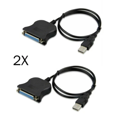 2xUSB to IEEE 1284 DB25 25Pin Female Parallel Printer Cable Scanner Adapter Cord - Image 1 of 4