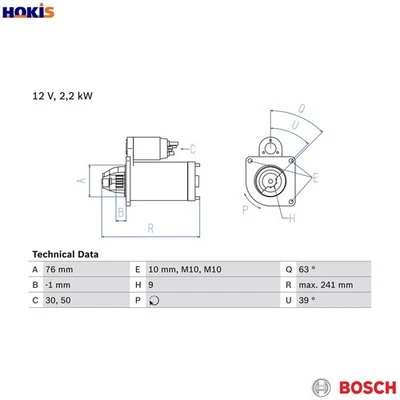 STARTER 0 986 021 620 FOR VOLVO V50 V60/I C30 S80/II XC90/SUV XC60/VAN S60 2.0L - Image 1 of 4