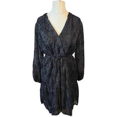 Vestido FatFace Cobre y Negro Terciopelo Lunares Talla 12 Mangas Transparentes, Cintura Atada Foto 1 de 4