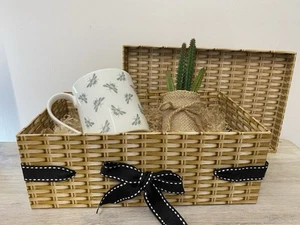 Wicker Effect Hamper Lidded Gift Box Fill Your Own Birthday Christmas Easter - Picture 1 of 7
