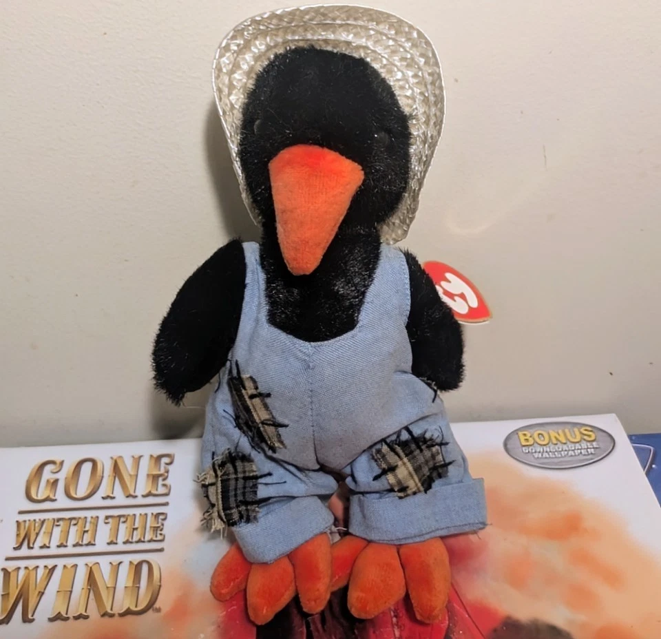 Retired TY Beanie Baby Attic Treasures (1993) CAWLEY the Crow - PVC PELLETS
