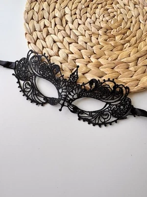 Máscara facial de encaje negro para fiesta, Halloween, mascarada Foto 1 de 4