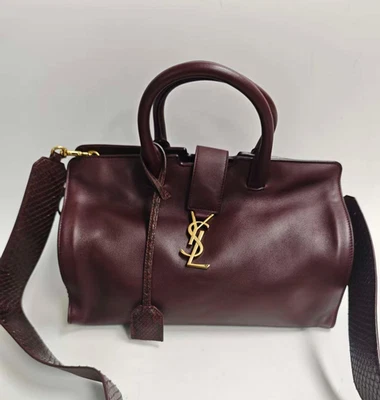 Bolso Bandolera Saint Laurent Cuero Pitón 2 Vías Asa Superior Rojo Dorado Mujer Foto 1 de 4