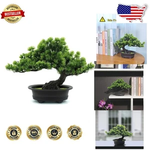 Artificial Bonsai Tree 9.5" Emerald Green Plastic Lifelike Home Decor - Picture 1 of 9