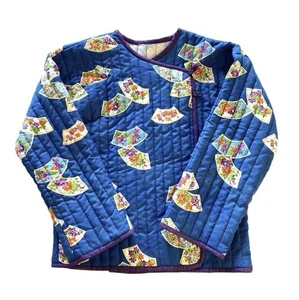 Abrigo Chaqueta De Colección Años 90 Hecho a Mano Para Mujer M Estampado Floral Asiático Y2K Teatro Juegos con disfraces - Imagen 1 de 7