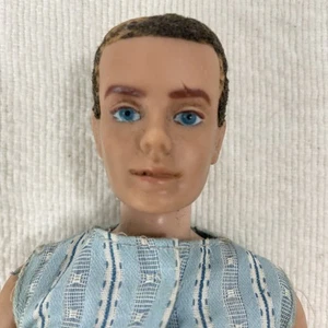 Vintage MCMLX 1960’s Ken Doll Brown Flocked Hair Blue Eyes Shirt Pants Mattel - Picture 1 of 12