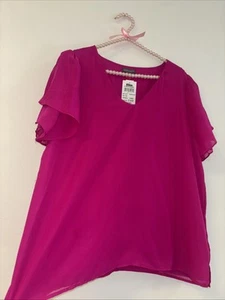 Vince Camuto sz lg womens blouse shirt top boho hippie peasant Flowy Flounce Ruf - Picture 1 of 7