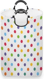 Colorful Polka Dot Laundry Basket Collapsible Laundry Hamper Waterproof Dirty Cl - Picture 1 of 12