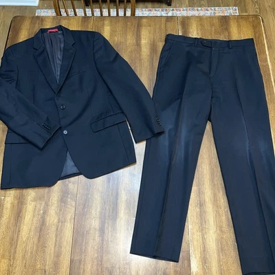 Alfani 36S 34 x 32 черная полоса 100% шерсти Мужская куртка брюки костюм - Изображение 1 из 4