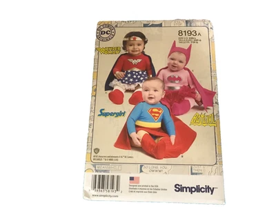simplicity pattern 8193, super hero girl, dc comic original - Image 1 of 2