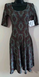 NWT LuLaRoe Nicole Dress Sz XS Geometric Multicolor - Picture 1 of 7