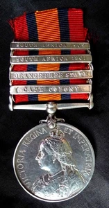 FOUR BAR ANGLO BOER WAR QSA QUEENS SOUTH AFRICA MEDAL TO A HACKNEY REVERENDS SON - Bild 1 von 15