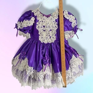 VTG TIP TOP KIDS Beaded Lace Full Circle Ruffle Party Purple Dress Size 3 # 7760 - Picture 1 of 14
