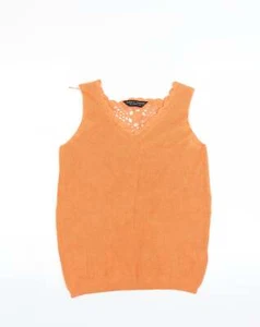 Dorothy Perkins Womens Orange V-Neck Acrylic Blend Vest Size 8 - Picture 1 of 12