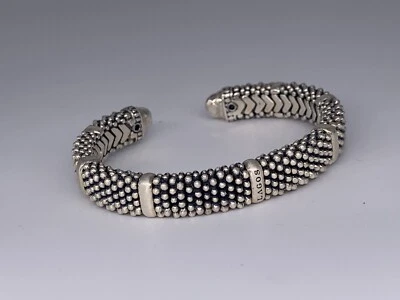 Lagos Caviar Sterling Silver Beaded 10mm Cuff Bracelet 7.5" - Image 1 of 4