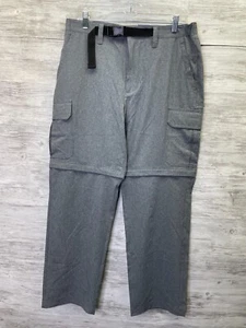 Croft & Barrow Pants Mens 34x30 Gray Convertible Zip Cargo Pockets Belted - Picture 1 of 14