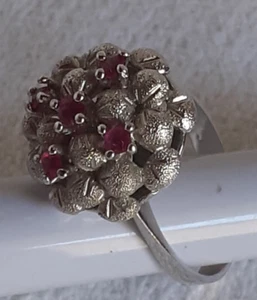 Antique old ring portuguese silver sterling and pink color stones - Picture 1 of 6