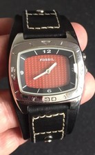 LADIES FOSSIL LEATHER STRAP WATCH FLASHING BACKGROUND DISPLAY NEW BATTERIES