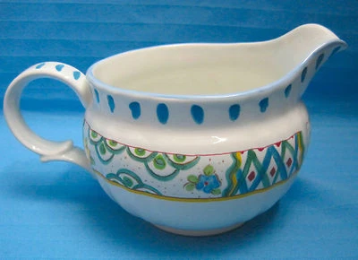 Jarra Crema Mikasa Cerámica Cerámica Country Court DD006 Diseño Brillante Azul Foto 1 de 4