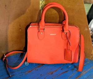 Marcs small hand shoulder bag bright orange marked handcrafted leather - Picture 1 of 23