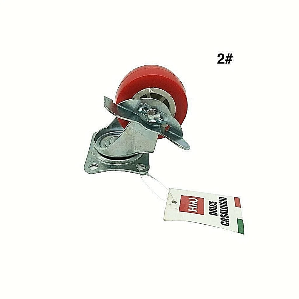 x Rotella Ruota staffa Girevole 2 # con Freno Orientabile Gommata Carrello Hmj - Immagine 1 di 1