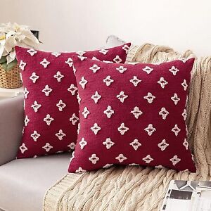 MIULEE Set of 2 Decorative Throw Pillow Covers Rhombic Jacquard Pillowcase Soft 