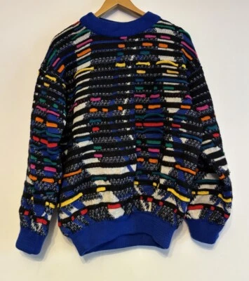 COOGI CUGGI Australian Sweater 100% Wool Multicolour Men Sz L Ugly Knit Pullover - Image 1 of 4