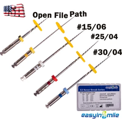 EASYINSMILE 25mm Endodontic Files X3 Rotary Files NITI Dental Endo Root Canal Curved Files
