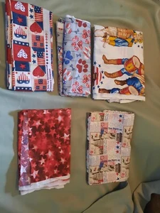 Patriotic Fabric Scraps Lot of 5 Pcs: Flag, Liberty, America, USA 42"-44" - Picture 1 of 6