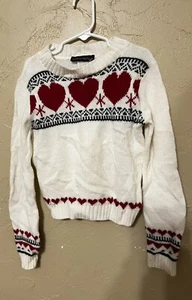 “Sweater Project Kids” Size 5 Heart Sweater Valentines Love Red White Casual - Picture 1 of 3