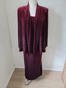 Coldwater Creek Velvet Dress & Jacket Petite Medium Purple Wine Holiday  - Picture 1 of 17