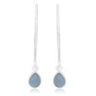 Blue Chalcedony 925 Sterling Silver Dangle Hoop Earrings Gemstone Jewelry