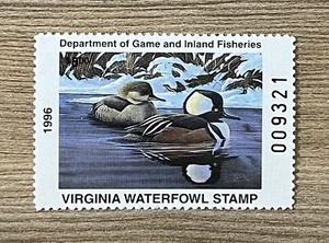 WTDstamps - 1996 VIRGINIA - State Duck Stamp - Lot1 - Mint OG NH  - Picture 1 of 2
