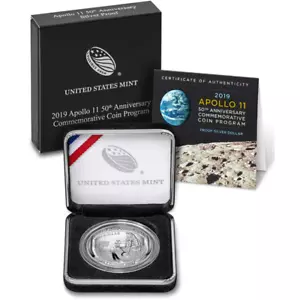 2019-P Proof $1 Apollo 11 50th Anniversary Silver Dollar Box, OGP & COA - Picture 1 of 1