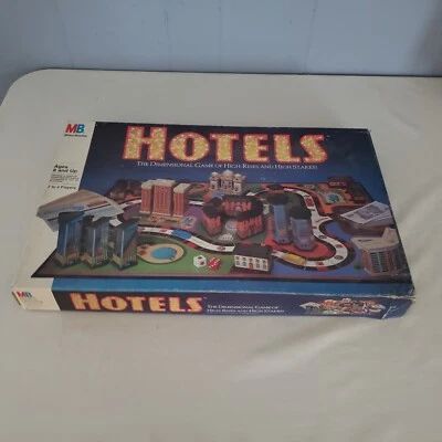 Juego de mesa Hotels 1987 Milton Bradley vintage bienes raíces 99% completo raro Foto 1 de 4