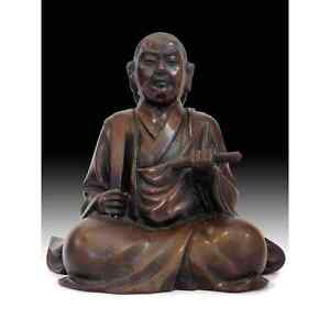 Vintage Japanese Zen Master Nichiren Shonin Bronze Buddha Statue 日蓮聖人