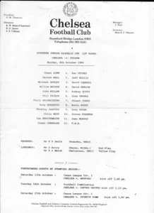 CHELSEA v FULHAM - SOUTHERN JUNIOR FLOODLIT CUP - 8 OCTOBER 1984 - Picture 1 of 1
