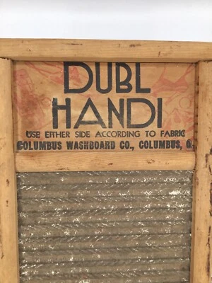❗️Vintage Columbus Washboard Co. Dubl Handi 18" Wood & Metal Travel Washboard - Image 1 of 4
