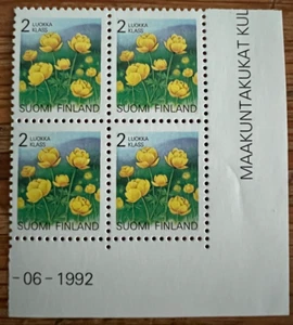 Stamps Finland -Block Of 4 Flower Stamps 2 Luokka Klas Suomi-Finland 2000(J433G) - Picture 1 of 3