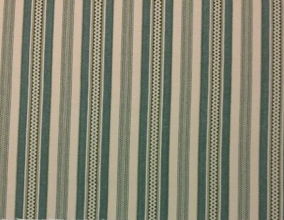 BALLARD DESIGNS WINDSOR BLUE TEAL MOSS GREEN WOVEN STRIPE FABRIC BY YARD 54"W