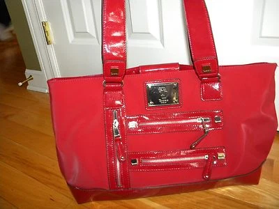 Maletín de mano Tignanello rojo vinilo XLarge ~ XLNT! Foto 1 de 4