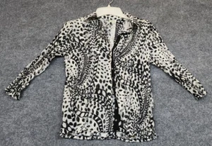Agora women's sheer black and white leaf print long sleeve blouse Size Small - Picture 1 of 12