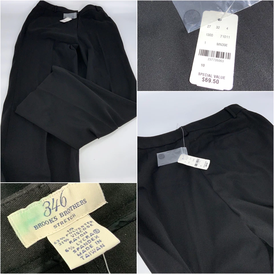 Brooks Brothers 弹力裤 10 码黑色聚纤维靴型全新带标签 YGI D3-272 — 第 1/4 张图片