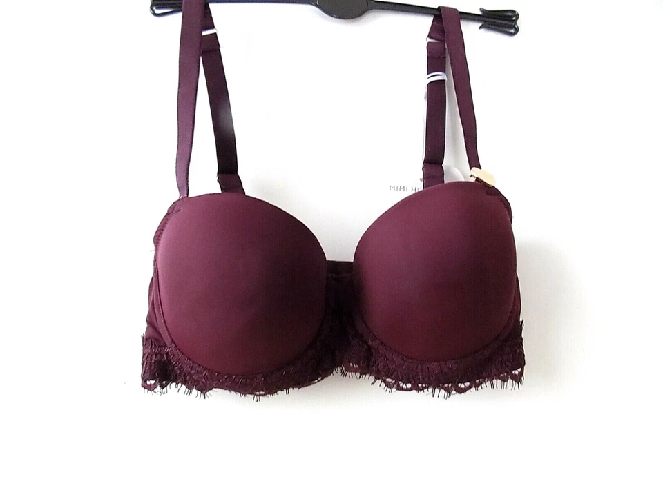 MIMI HOLLIDAY Eyelash Balcony bra Colour Plum  RRP £69.00 — 第 1/4 张图片