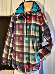 Roxy Damen XL Ski Snowboard karierte Jacke Kapuze isoliert wasserdicht 10k - Bild 1 von 10