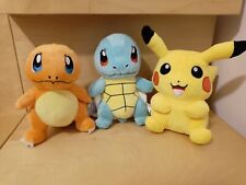 NEW Pokemon Plush lot of 3 LICENSED 8" Pikachu Charmander Squirtle 
