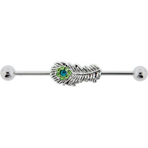 Peacock Feather Industrial Barbell.