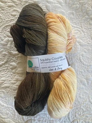 LOT OF 2 ~McMullin Fiber Co. Squishy Couples Yarn ~Merino, Nylon~ Brown Yellow - Image 1 of 3