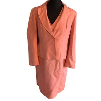 Talbots чистый шелк розовый 3 изделия комплект платье куртка брюки миниатюрный размер 12 12P  - Изображение 1 из 4