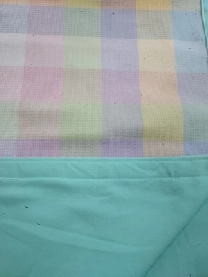 Manta bebé hecha a mano franela de algodón con respaldo verde menta 36 X 36 pulgadas Foto 1 de 4